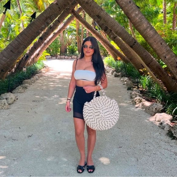 RARE Zara Basic Cotton Woven Stripe Bag - Picture 2 of 6